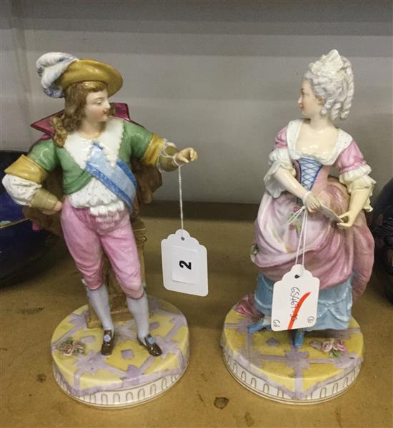 Pair French porcelain figures of a cavalier and a lady